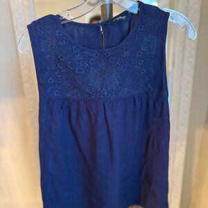 Great Northwest Indigo Blue Embroidered Sleeveless Rayon Top